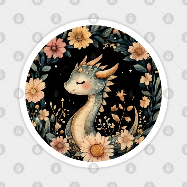 Enchanted Dragon Art – Mystical Mythology Illustration Magnet by TuncGK